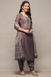 Earthy Green Chanderi Unstitched Suit Set image number 1