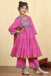 Pink Cotton Printed Tiered Suit Set image number 6