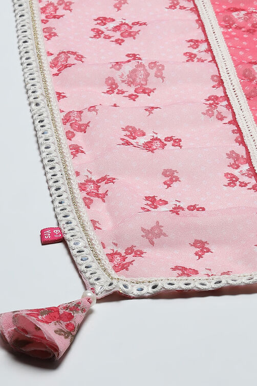 Pink Poly Georgette Floral Printed Peplum Suit Set image number 3