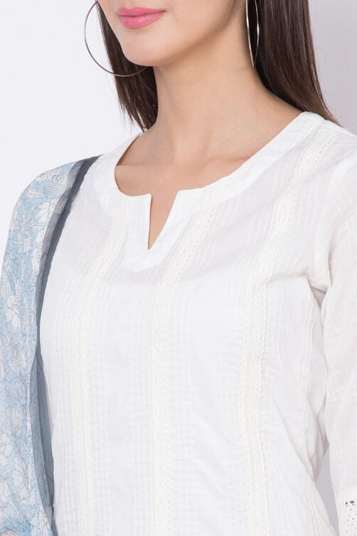 Yellow Cotton Straight Kurta Palazzo Suit Set image number 1
