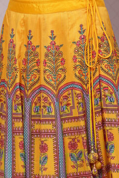 Yellow Flared Art Silk Skirts image number 1