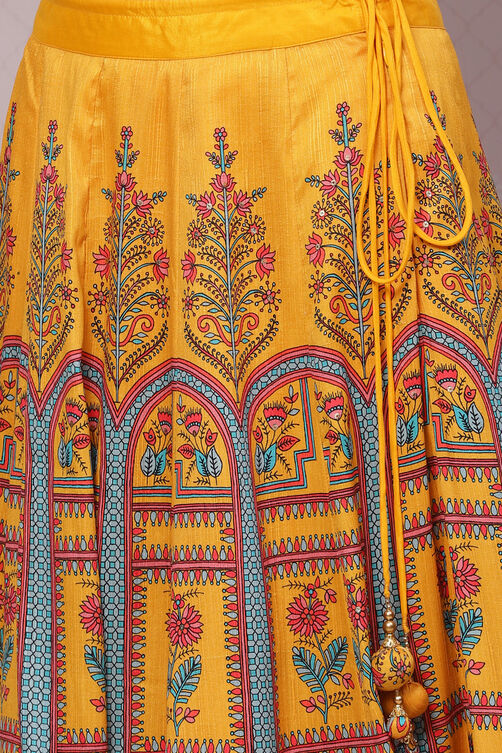 Yellow Flared Art Silk Skirts image number 1