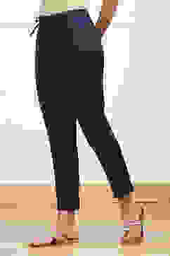 Navy Blue Cotton Solid Regular Pants image number 2