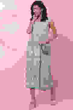 Turquoise Rayon A Line Fusion Dress image number 5