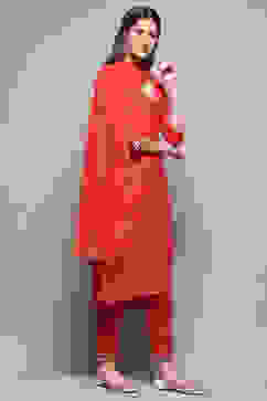 Fuschia Rayon Straight Kurta Pant Suit Set image number 6