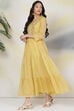 Mustard Poly Cotton Fusion Dress image number 2