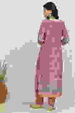 Pink Crepe Printed Unstitched Suit Set image number 5