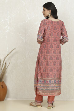 Pink Crepe Printed Unstitched Suit Set image number 5