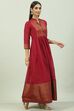 Black Art Silk Flared Yarndyed Kurta image number 3