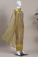 Olive Rust Cotton Printed Embroidered Unstitched Suit Set image number 4