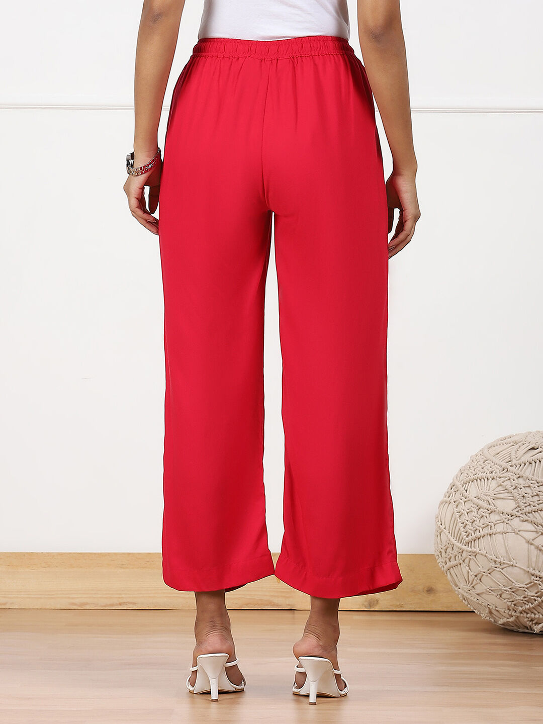 Navy Rayon Palazzo Pants image number 5