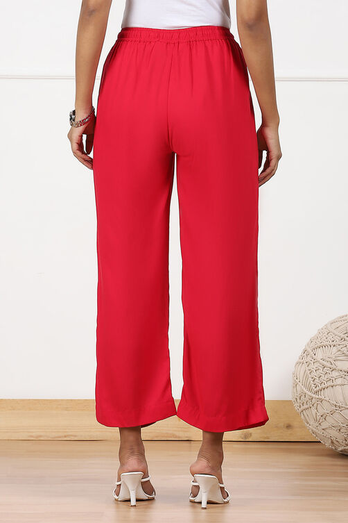 Navy Rayon Palazzo Pants image number 5