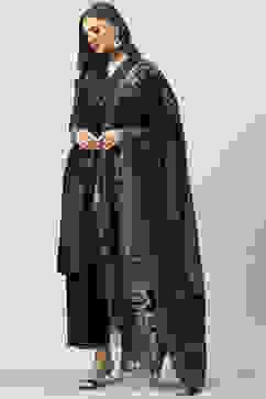 Black Art Silk Straight Kurta Palazzo Suit Set image number 2