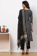 Black Cotton Unstitched Dress Material Suit Set image number 4