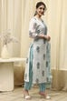 Blue Cotton Hand Block Print Unstitched Suit Set image number 6
