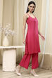 Fuchsia Embroidered Straight Suit Set image number 6