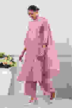 Pink Schiffli Embroidery Straight Suit Set image number 4