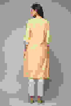 Yellow Viscose Straight Printed Kurta image number 2