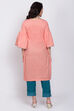Blue Cotton Straight Kurta image number 4