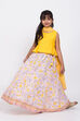 Yellow Cotton Floral Lehenga Set image number 2