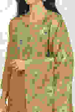 Green Cotton Digital Printed Unstitched Suit Set image number 2