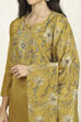 Lime Green Cotton Unstitched Suit Set image number 2