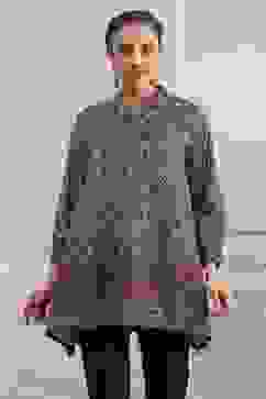 Beige Red Viscose Rayon Relaxed Printed Top image number 5