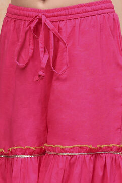Pink and Yellow Cotton Printed Straight Suit Set image number 2
