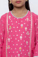 Pink And Blue Cotton Straight Kurta Salwar Suit Set image number 1