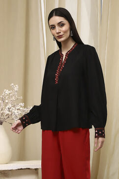Black Solid Straight Top image number 2