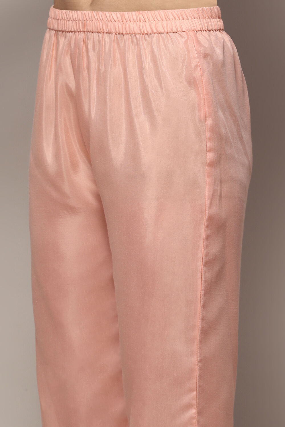 Baby Pink Chanderi Blend Unstitched Suit set image number 3