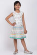 White Cotton A-Line Printed Dress image number 3