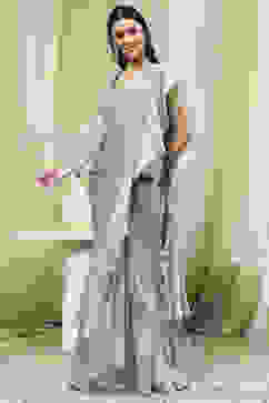 Ice Blue Peplum Pre-Draped Saree image number 3