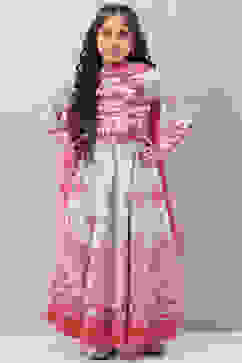 Ecru Art Silk Lehenga Set image number 0