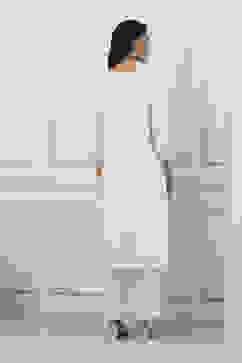 White Silk Chanderi Straight Suit Set image number 3