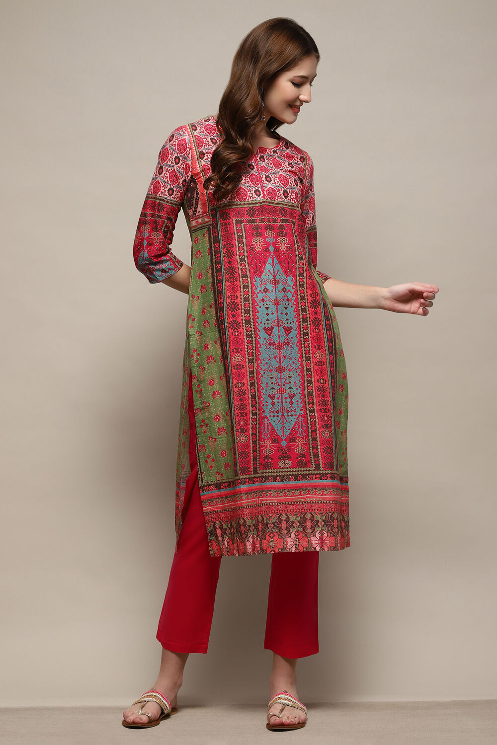 Green Cotton Straight 2 Piece Set image number 0