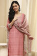 Pink Cotton Machine-Embroidered Unstitched Suit Set image number 8