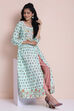 Pink Cotton High Slit Printed Kurta image number 0