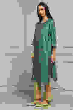 Green Art Silk Printed Straight Kurta image number 2