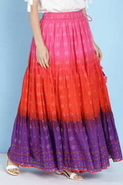 Red Cotton Tiered Skirt image number 2
