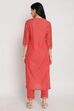 Royal Blue Cotton Straight Kurta Pant Suit Set image number 4