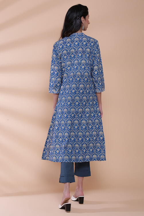 Pink Cotton A-Line Printed Kurta image number 6