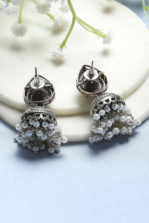 Green Brass Jhumka image number 2