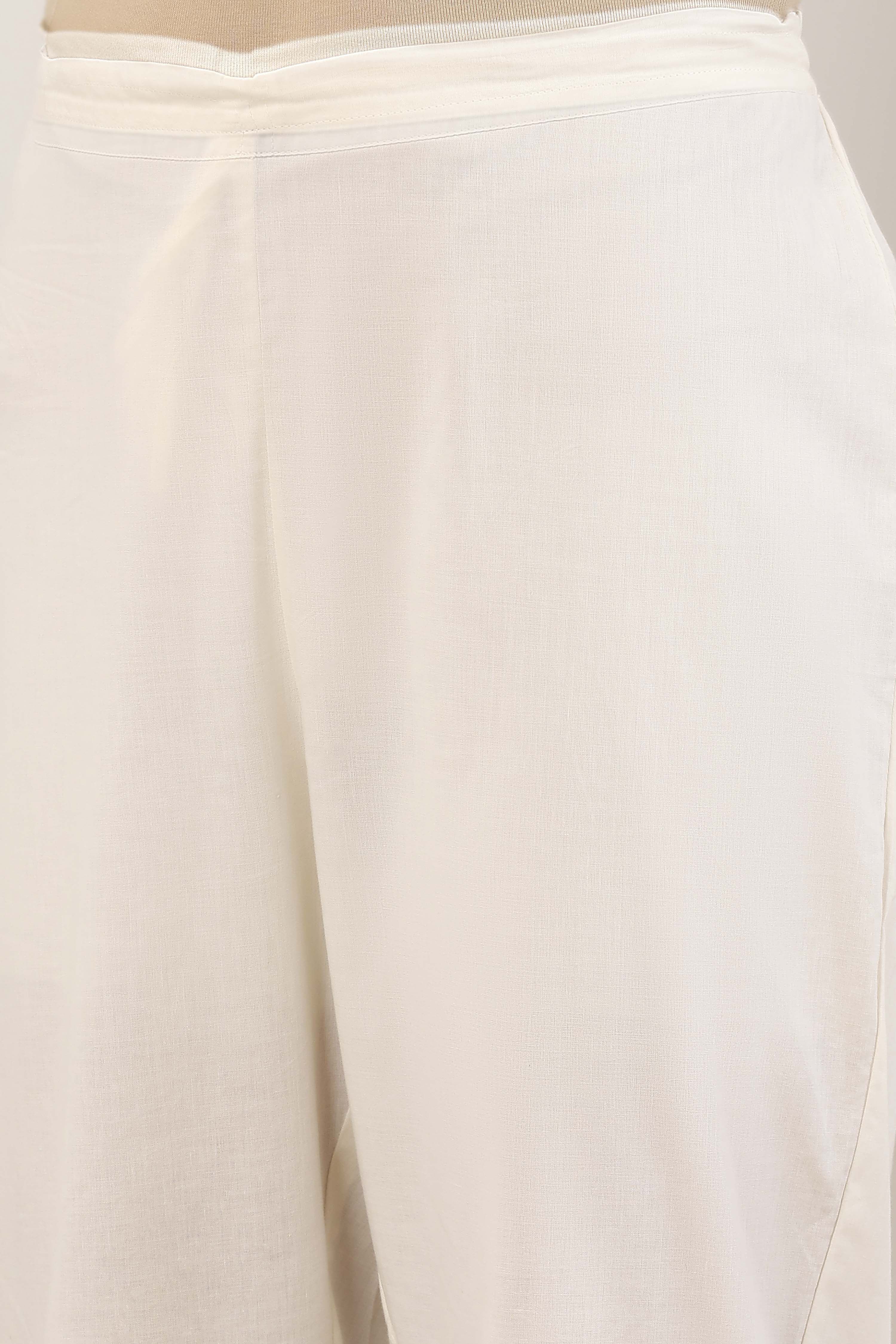 White Cotton Floral Printed Straight Suit Set image number 2