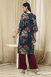 Coral Red Floral Printed Straight Kurta image number 3