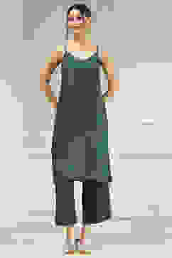 Green Striped Straight Suit Set image number 6