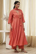 Peach Modal Printed Angrakha Anarkali Suit Set image number 5