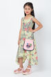 Green Cotton Asymmetric & Sling Bag Printed Dress image number 0