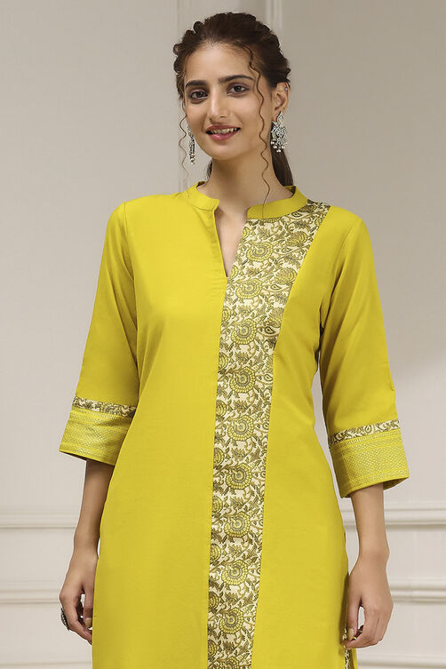 Mustard Cotton Modal Digital Print Unstitched Suit Set image number 2