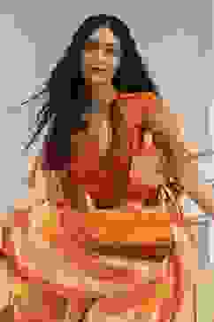 Mustard Yellow Printed Flared Dress image number 6